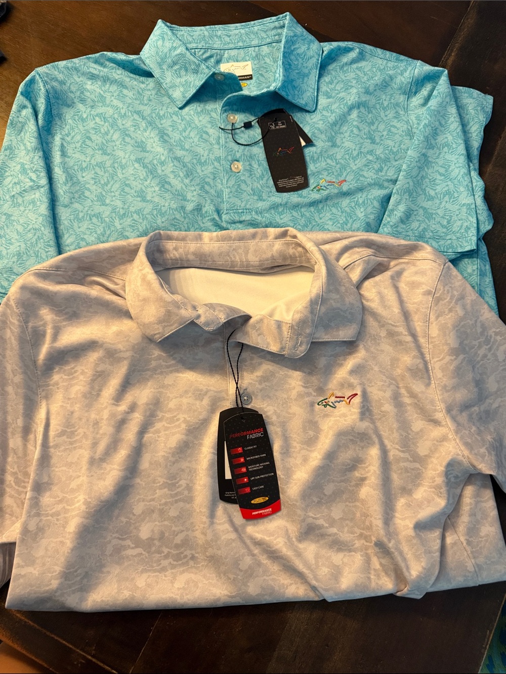 Greg Norman Men’s Polo Duo — Aqua Blue & Light Gray